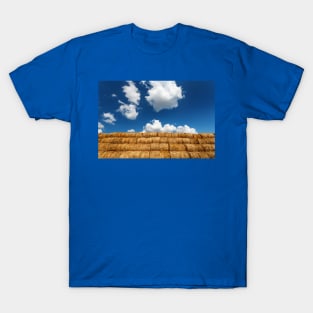 Bales of straw under blue cloudy sky T-Shirt